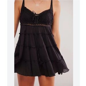 Free People Intimately Sunsetter Tiered Lace Mini Dress | Slip NEW